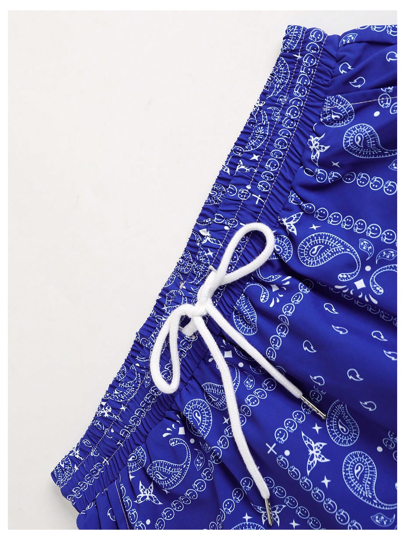 WDIRARA Men's 2 Piece Set Paisley Print Button Down Shirt Shorts Outfits Vacation Set Blue Small