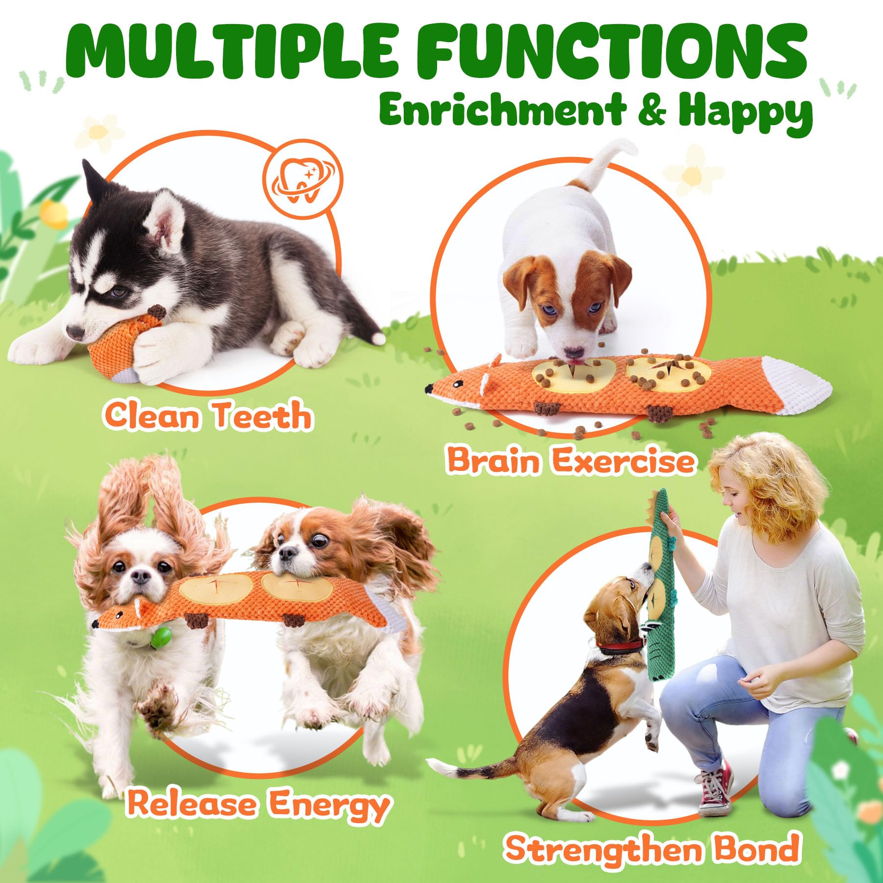 XIUGOAL Dog Toys for Aggressive Chewers, 2 Pack No Stuffing Dog Toys for Boredom and Teething, Squeaky Chew Toy for Small, Medium Breed to Keep Them Busy
