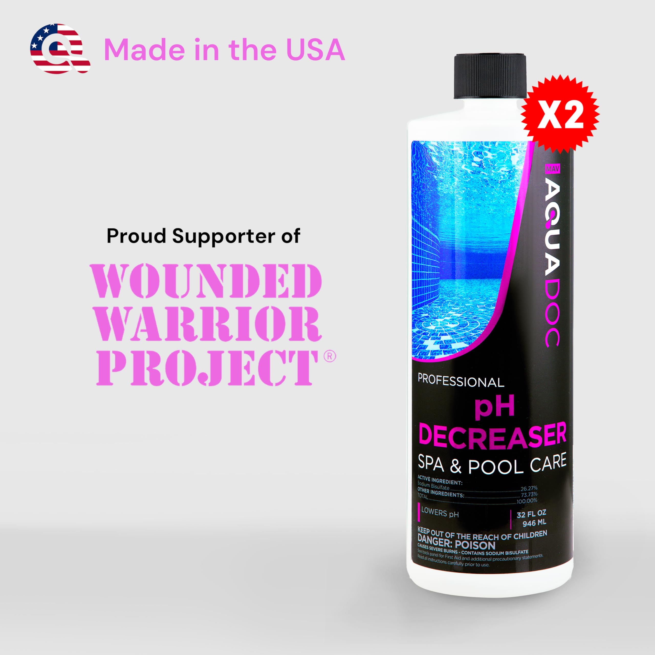 AquaDoc Spa pH Decreaser - Liquid pH Down for Hot Tubs, 32 oz (2 Pack)