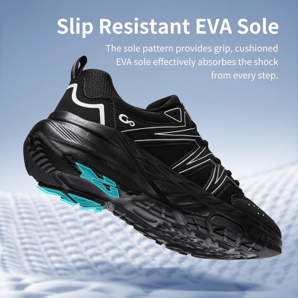 Ablanczoom Men's Walking Shoes Comfortable Breathable Non Slip Lightweight Sneakers for Gym Workout Casual Athletic All Black