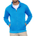 BRAPRO Men's Full-Zip Sweatshirt No Hood Hoodies Stand Collar Cardigan Pockets Jacket Casual & Active Loose Cotton Fleece Blue M