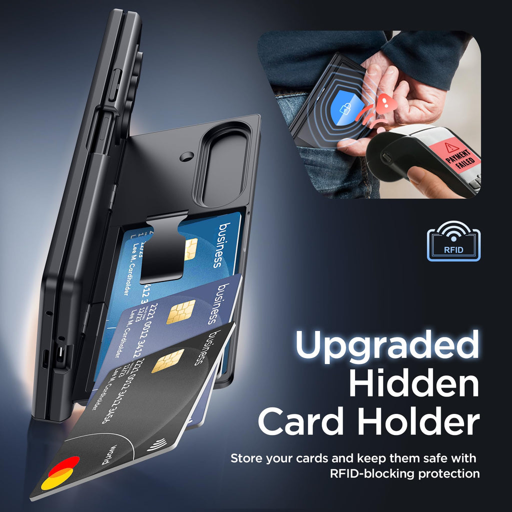 TONGATE Wallet for Z Fold 8 Ultra Case with Privacy Film & Stand, Black