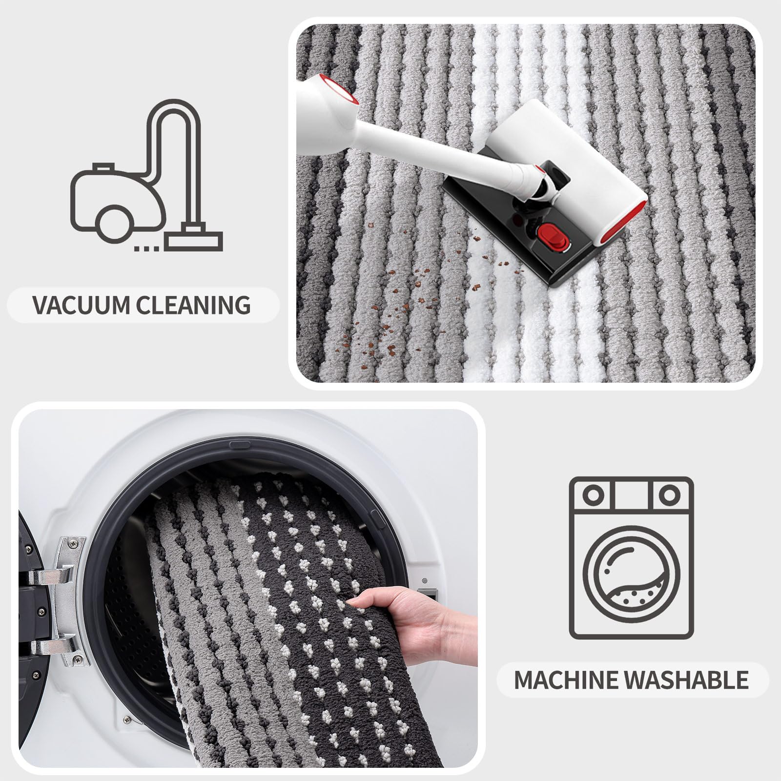Kitinjoy Indoor Outdoor Door Mat, 32x20 Non-Slip Absorbent Dirt Trapper, Low-Profile Washable Inside Entrance Front Floor Mat, Sturdy Soft Entry Dotted Ombre Doormats for Entryway, Grey