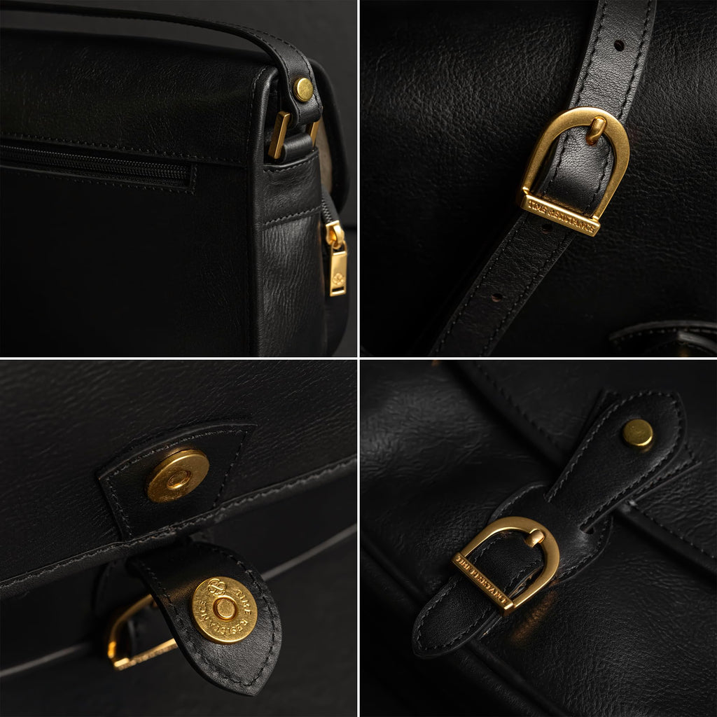 Time Resistance Leather Crossbody Bag for Women - Handbag, Shoulder Bag, Messenger, Purse (Black) - Gift Box Included