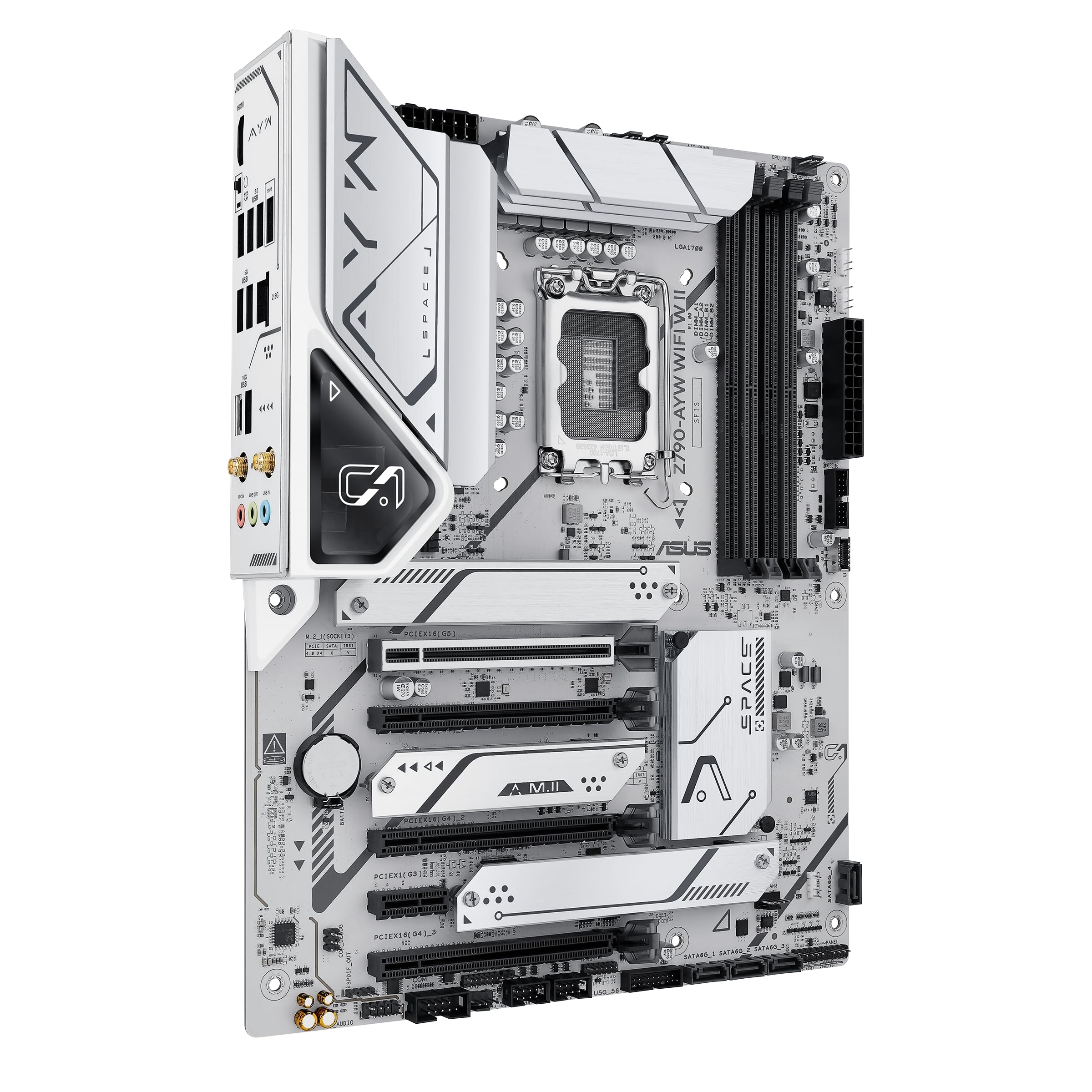 ASUS Z790-AYW WiFi W II Intel Z790 (LGA 1700) ATX Motherboard with PCIe® 5.0, 3X M.2, 12+1 DrMOS, DDR5, WiFi 6, 2.5Gb LAN, HDMI, USB 10Gbps Type-C®, USB 10Gbps Type-C®, Thunderbolt™, USB4®, Aura Sync