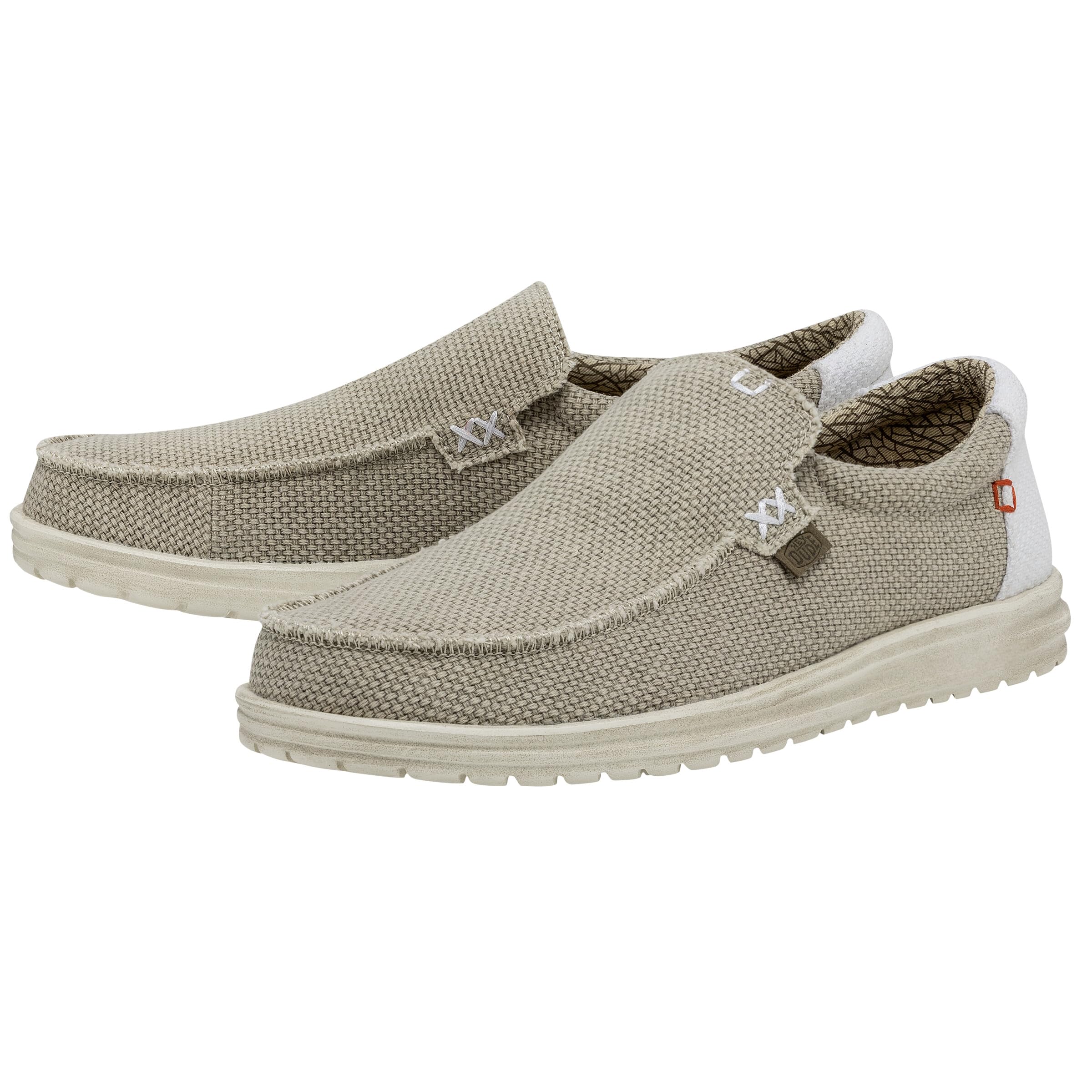 HEYDUDE Men's Mikka Braided Off White Size 11| Men's Loafers | Men's Slip On Shoes | Comfortable & Light-Weight