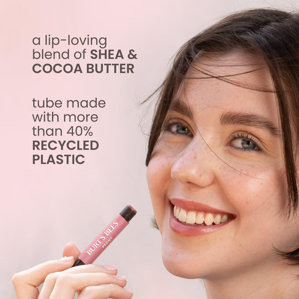 Burt's Bees Shimmer Lip Tint Set for Valentine's Day Gifts, Tinted Lip Balm Stick, Moisturizing for All Day Hydration with Natural Origin Glowy Pigmented Finish & Buildable Color, Caramel (4-Pack)