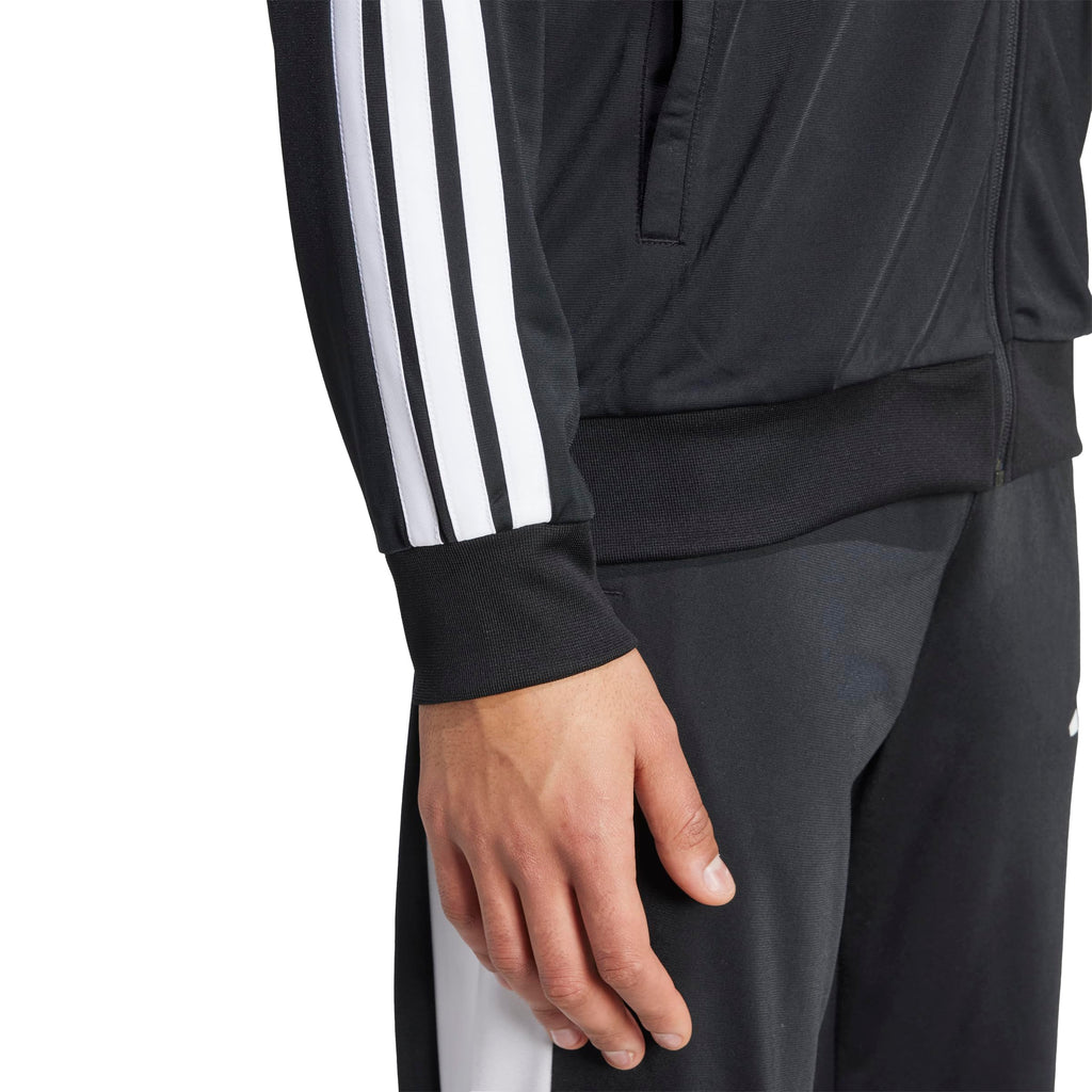 adidas Men's 3-Stripes Tricot Colorblock Track Top, Black/White, Large/Tall