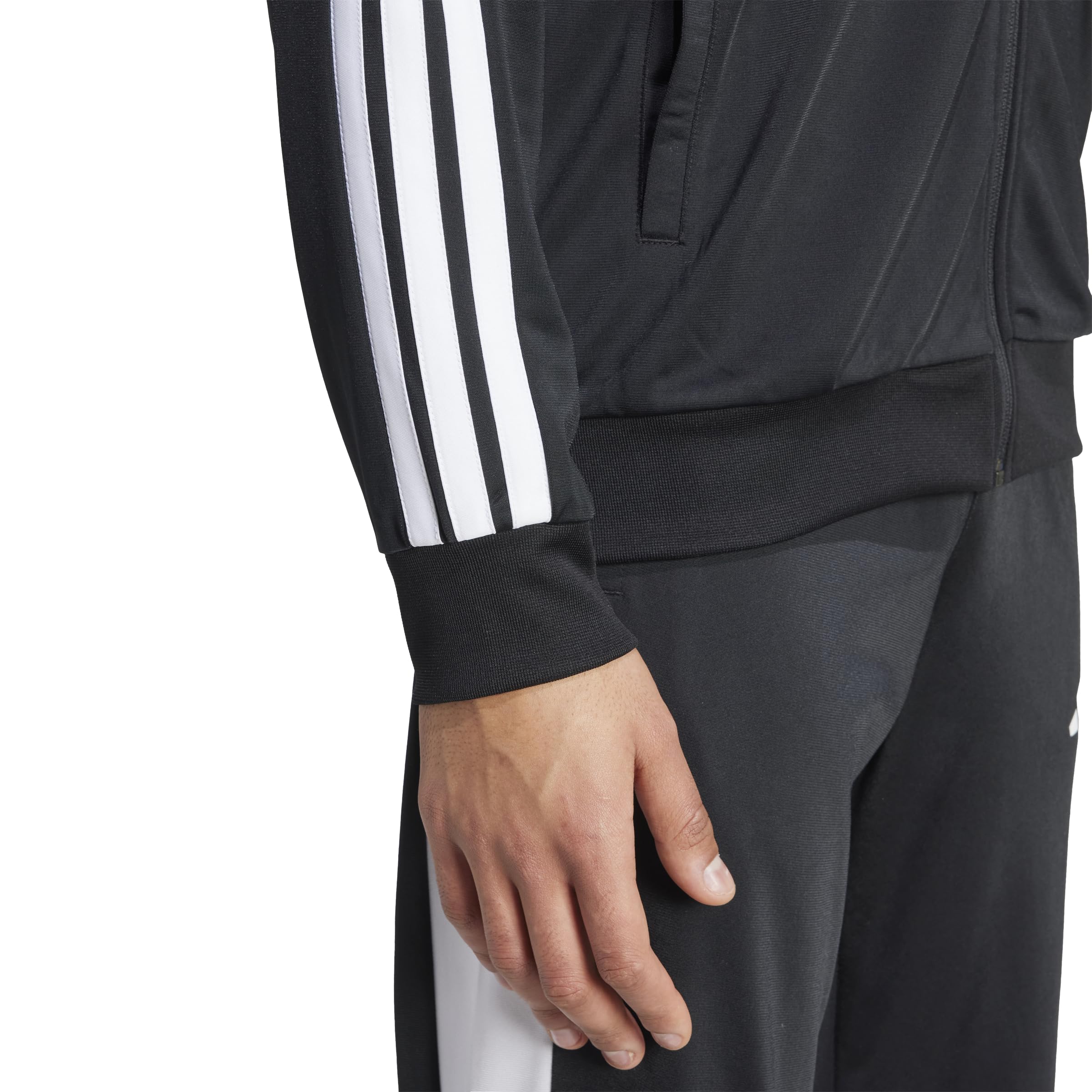 adidas Men's 3-Stripes Tricot Colorblock Track Top, Black/White, Large/Tall