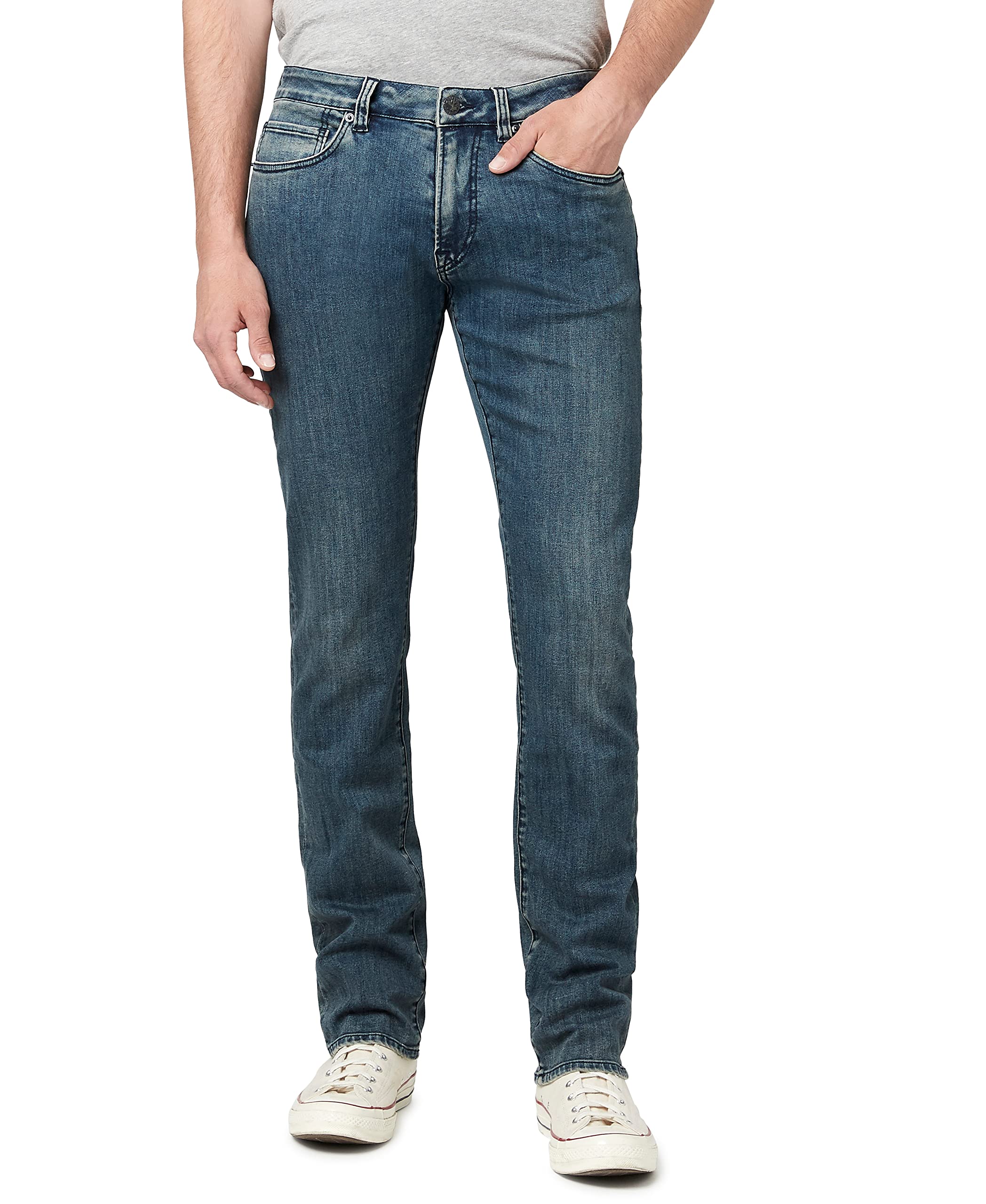 Buffalo David Bitton Men's Ash Fashion Jeans, Mid Blue Light Acid Wash, 30W x 34L