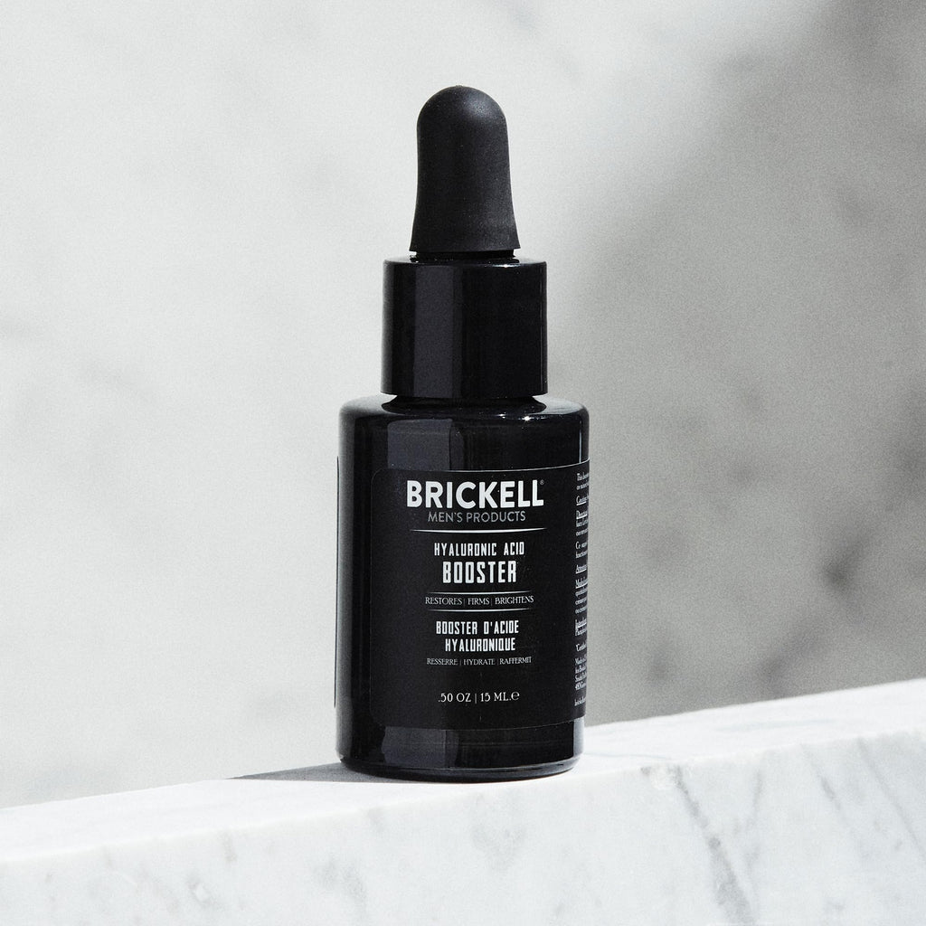 Brickell Men's Hyaluronic Acid Booster Serum for Men, Hyaluronic Acid Booster for Face to Hydrate and Nourish Skin, Reduce Fine Lines and Wrinkles, Unscented .50 Ounce