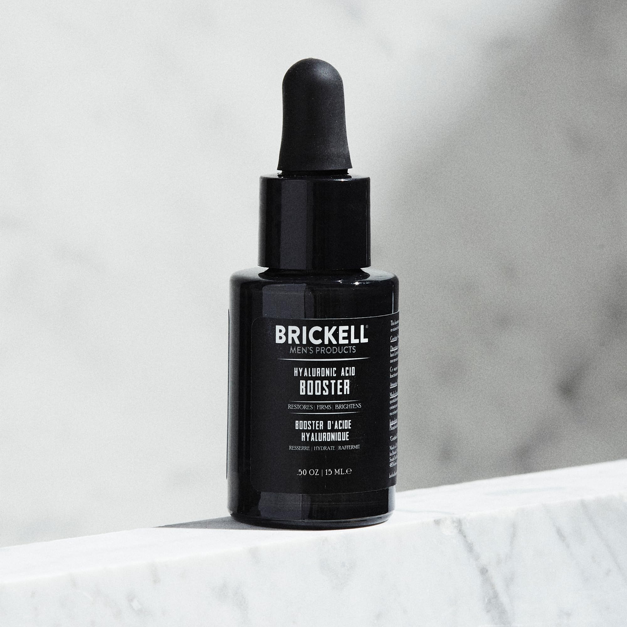 Brickell Men's Hyaluronic Acid Booster Serum for Men, Hyaluronic Acid Booster for Face to Hydrate and Nourish Skin, Reduce Fine Lines and Wrinkles, Unscented .50 Ounce