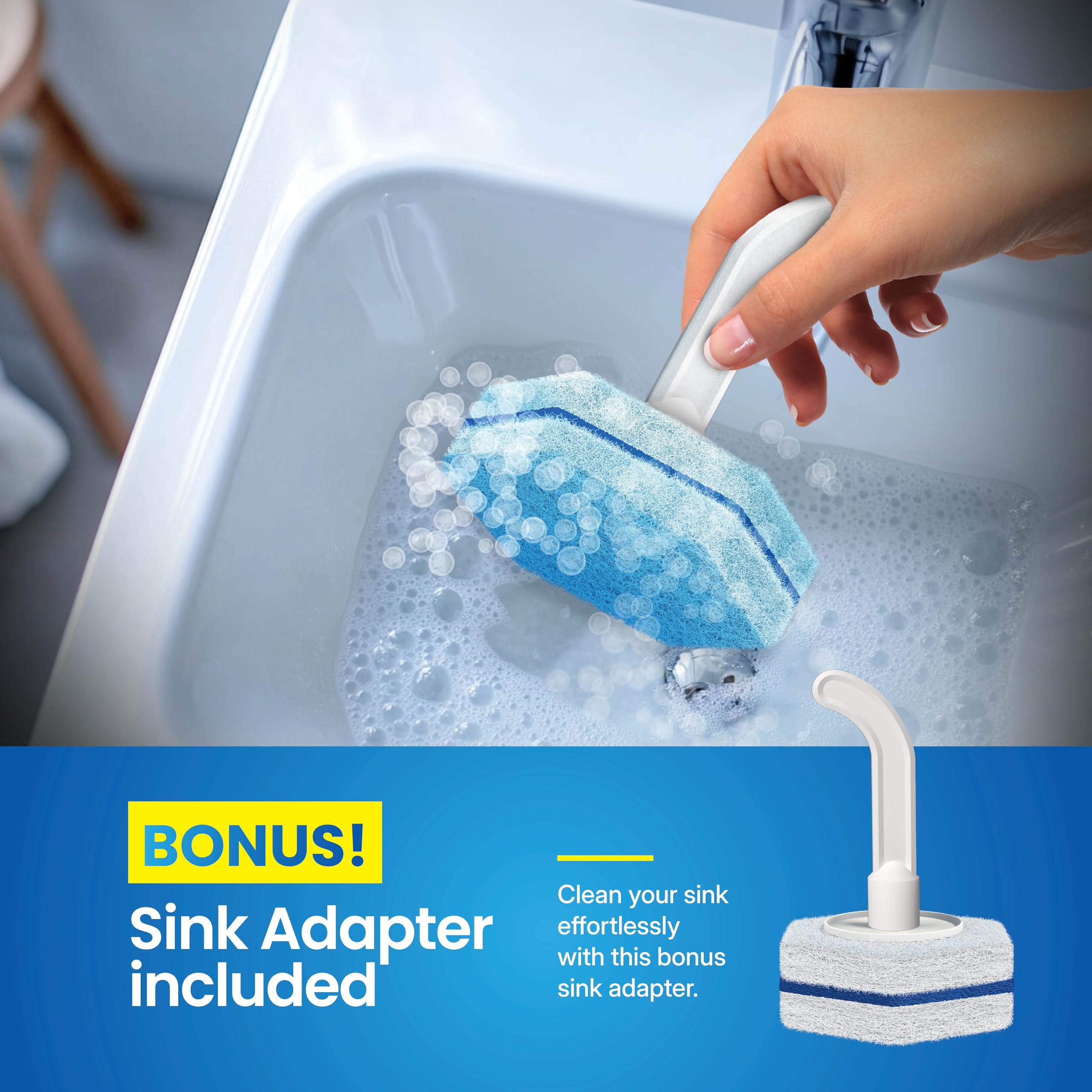 CleanGenius Disposable Prefilled Toilet Cleaning Scrubbers, 60 Count