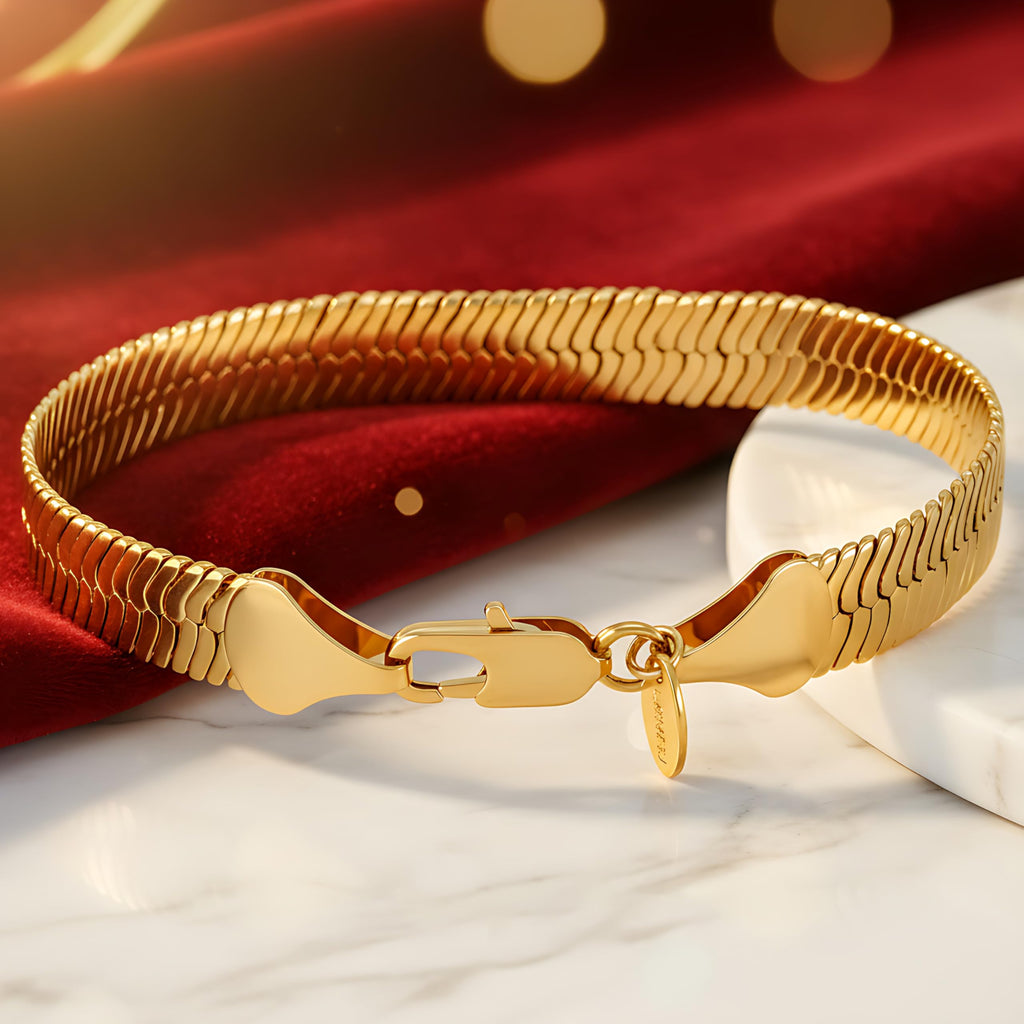 LIFETIME JEWELRY Luxury 24k Real Gold Plated Bracelet Herringbone Bracelet Women Bracelet or Mens Bracelet (7, 11mm)