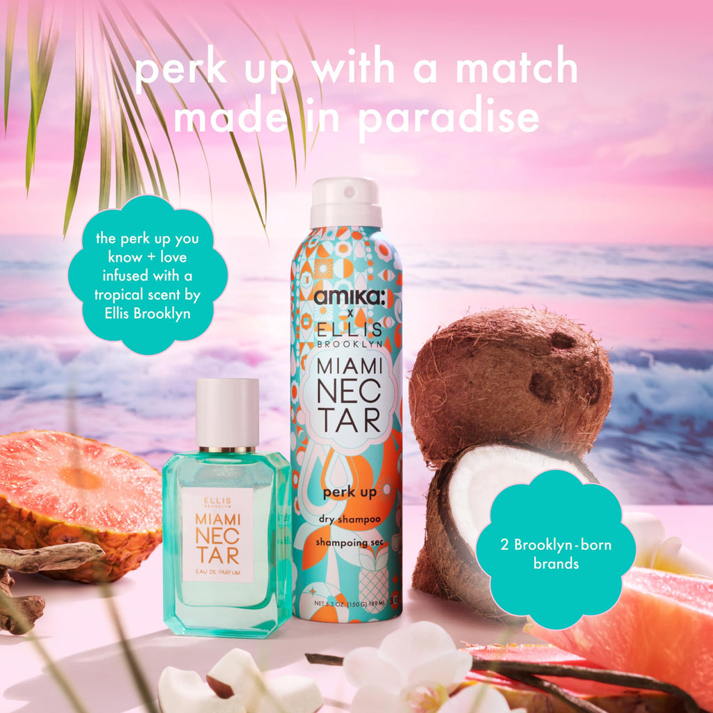 amika x Ellis Brooklyn Miami Nectar Perk Up Dry Shampoo, 5.3oz | limited edition | talc free, refreshes roots, absorbs oil, invisible finish | for all hair types (spray nozzle may vary)