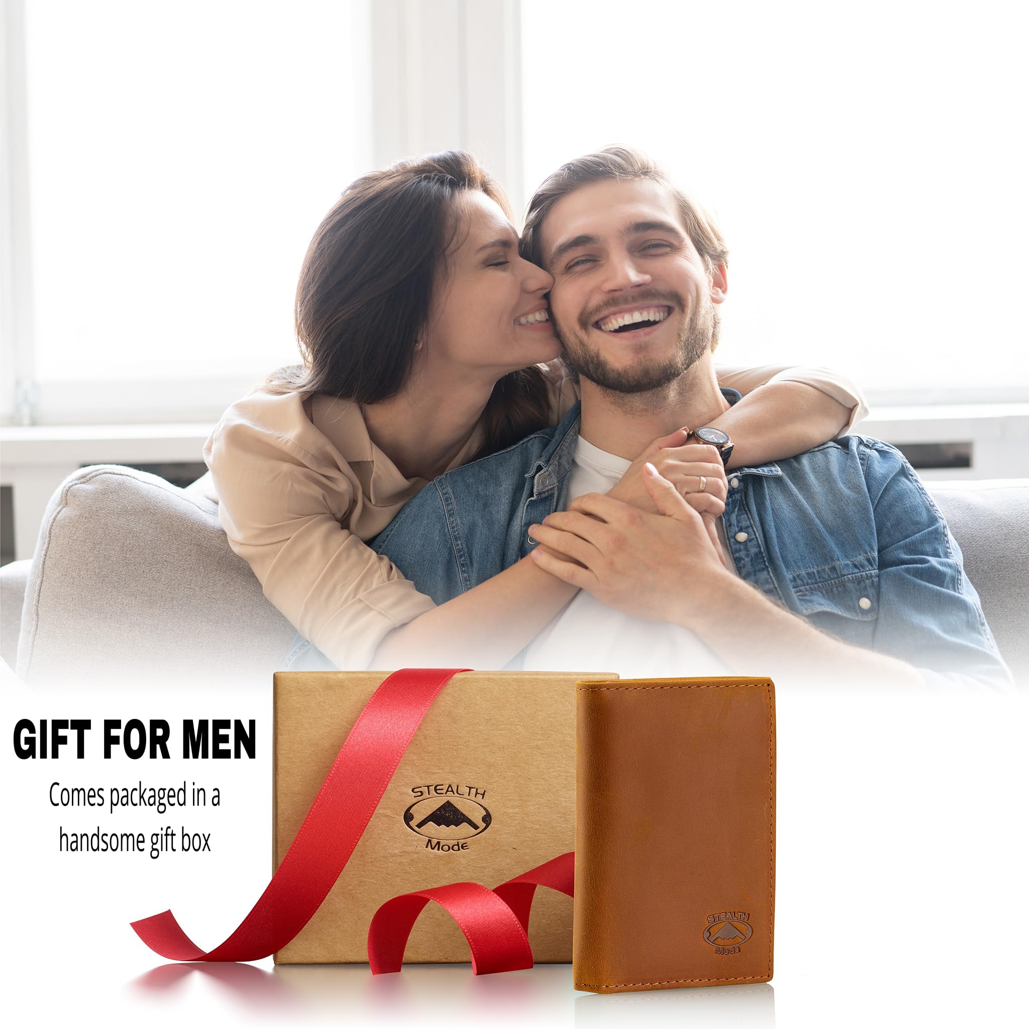 Stealth Mode Trifold RFID Blocking Leather Wallet for Men (Beige)