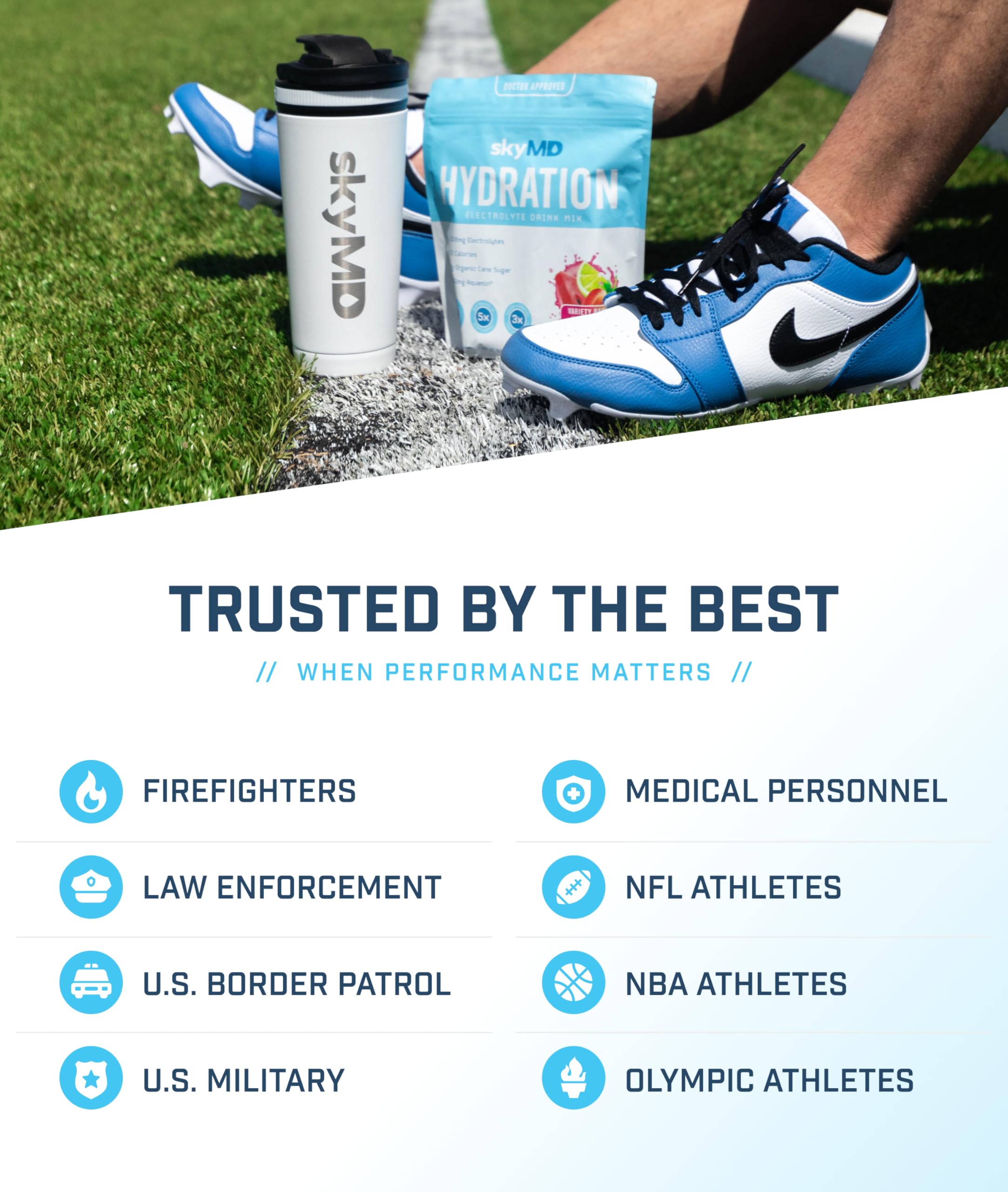 SkyMD Hydration packets with electrolytes powder- Add to water or any liquid- Hydration Multiplier Variety Pack: Lemon Lime, Passion Fruit, Strawberry, Watermelon- Great source of Vitamin C- 16 Sticks