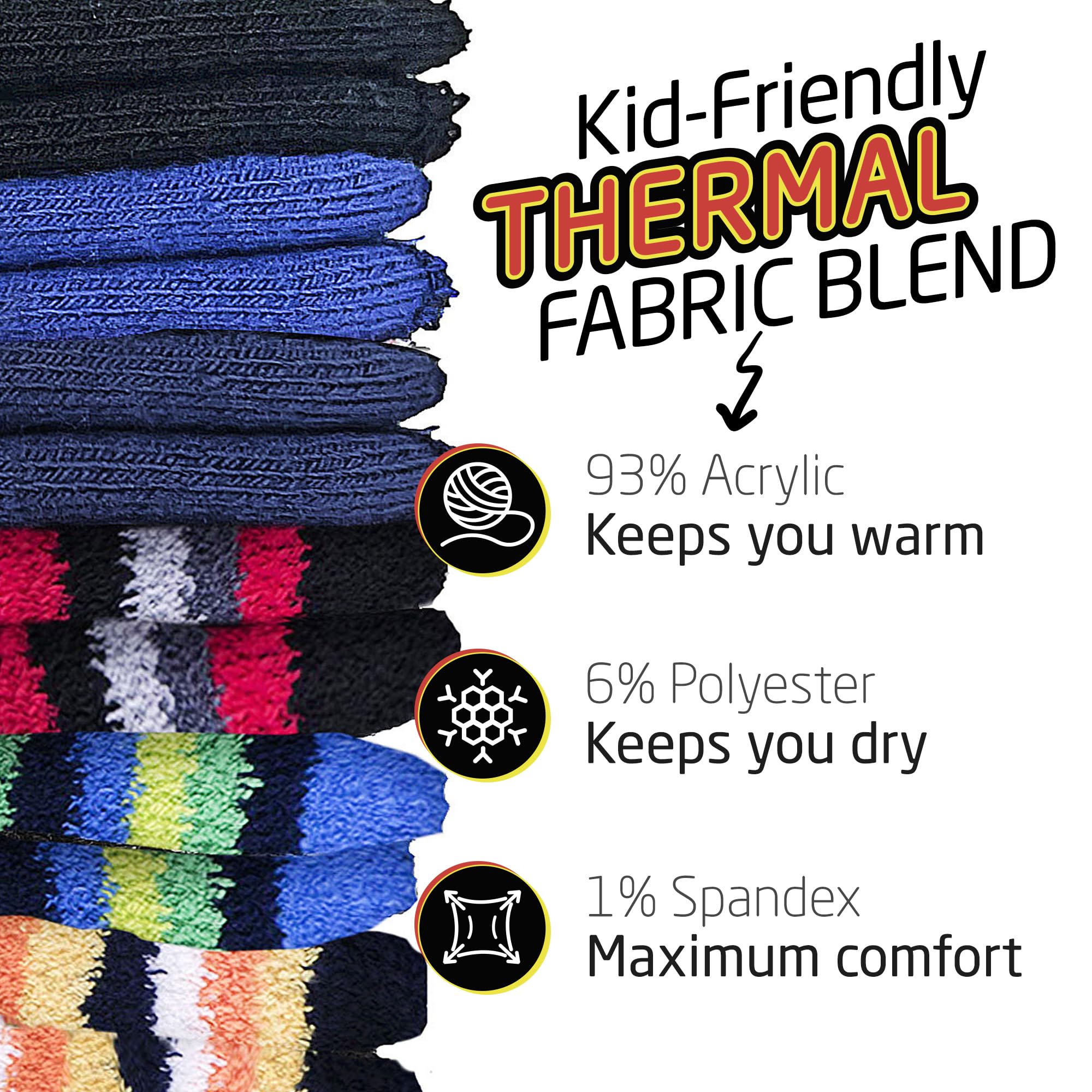 HOT FEET Toddler Warm Socks – Thermal Crew Winter Socks for Toddlers, Thick Insulated Snow Gear for Kids 5/6 Pack, Pink, Royal Dot, Fuchsia, Purple, Navy, Black