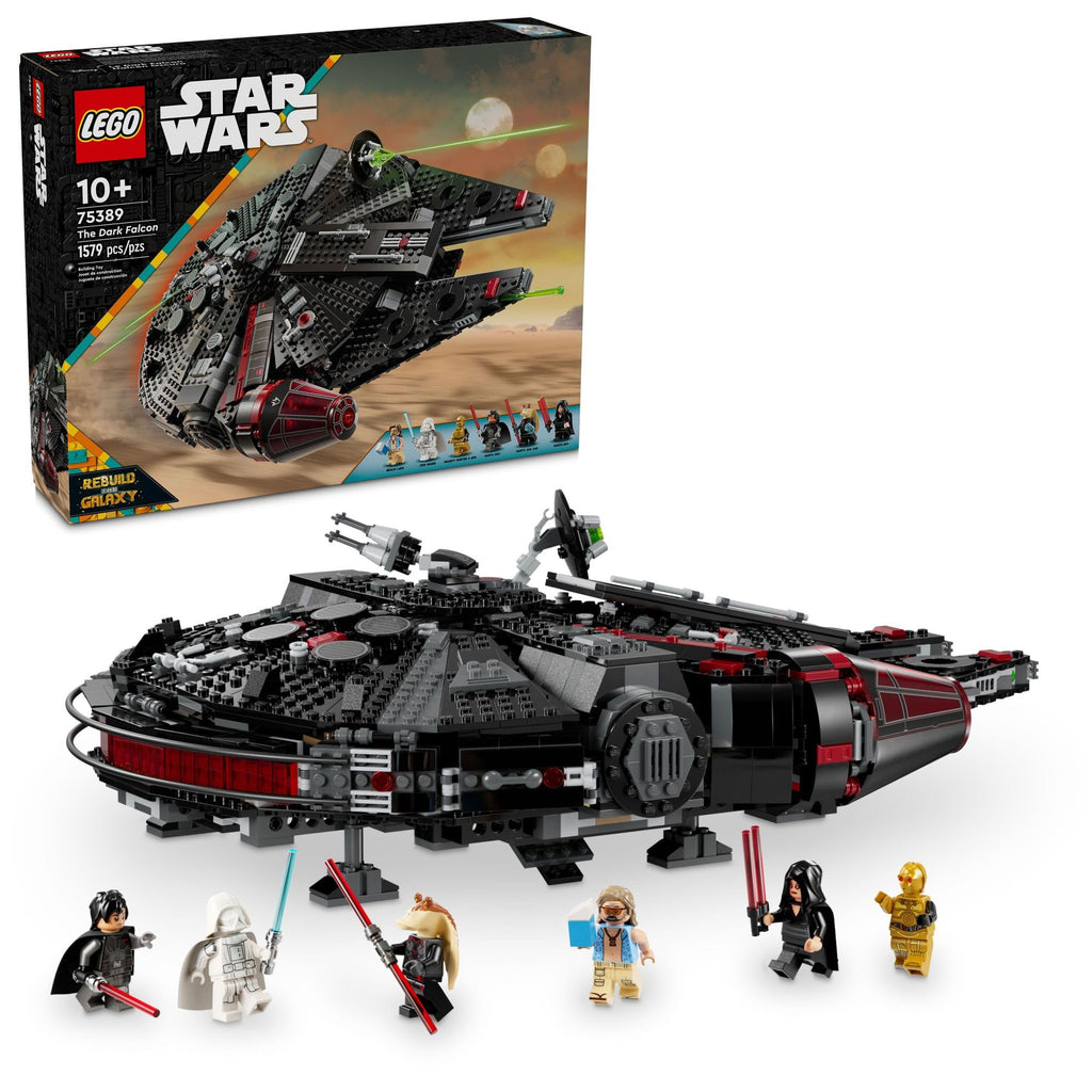 LEGO Star Wars The Dark Falcon Buildable Starship, Star Wars Toy Vehicle Set for Boys and Girls, Collectible Millenium Falcon Toy with 6 Minifigures, Birthday Gift for Kids or Any Fan, 75389