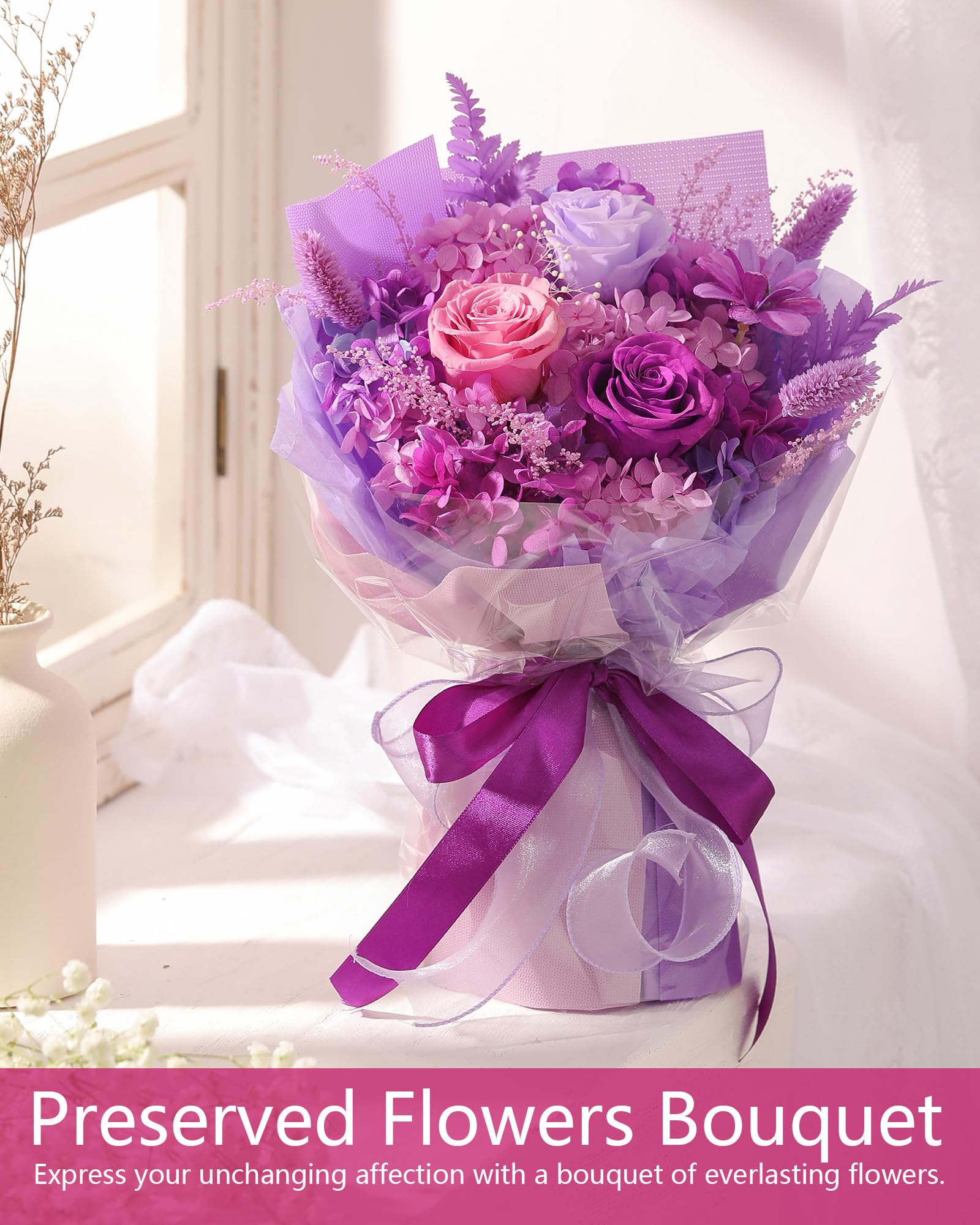 Valentines Day Flowers Gifts for Her Women,Flowers Roses Bouquet Gifts for Women Wife Girlfriend and Best Friend/Flower for Delivery Prime/Purple Rose