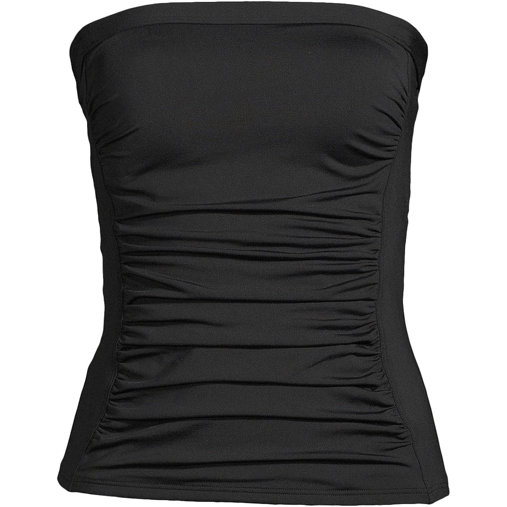 Lands' End Womens Chlorine Resistant Bandeau Tankini Top Black Regular 2