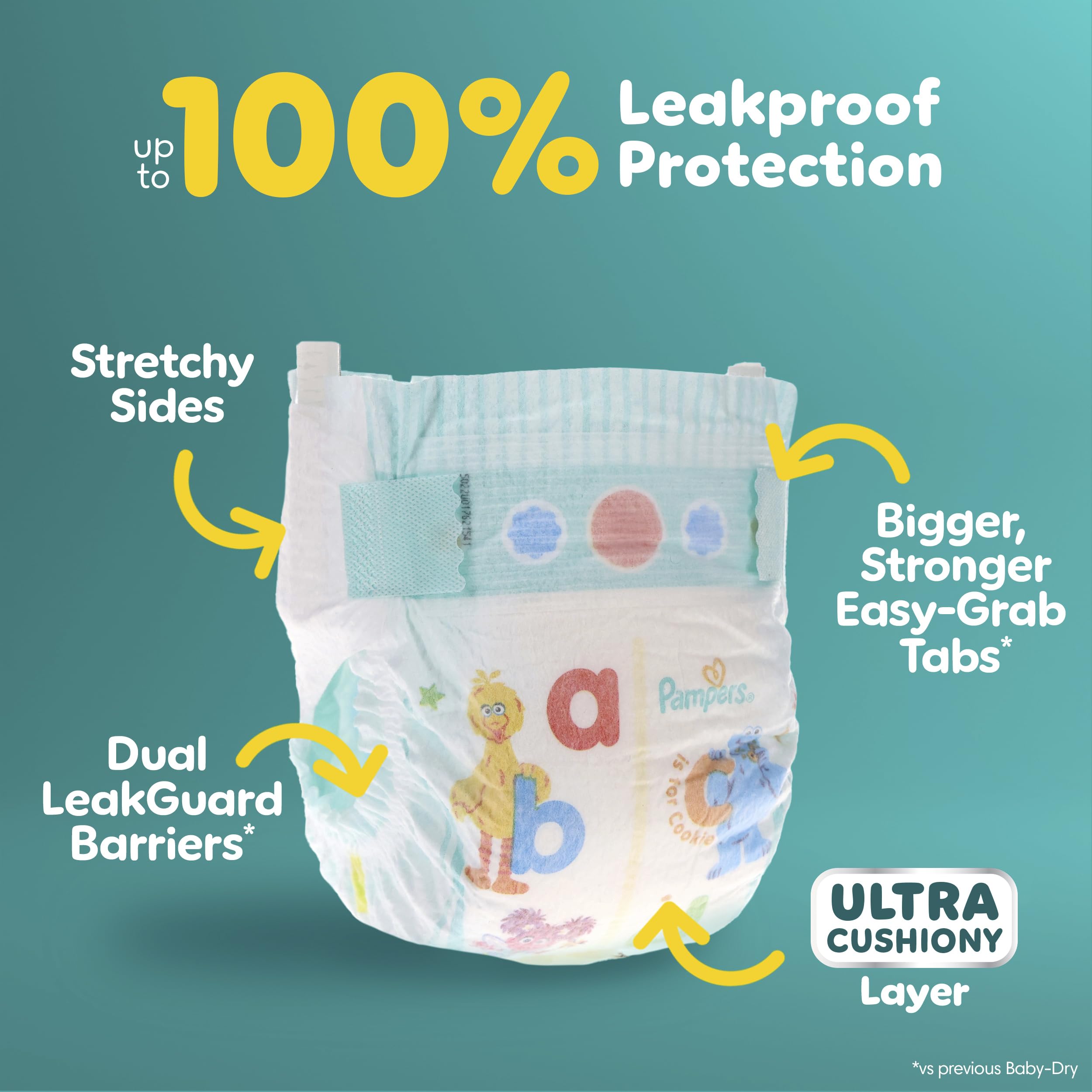 Pampers Diapers - Baby Dry - Size 3, 104 Count, Absorbent Disposable Infant Diaper (Packaging May Vary)