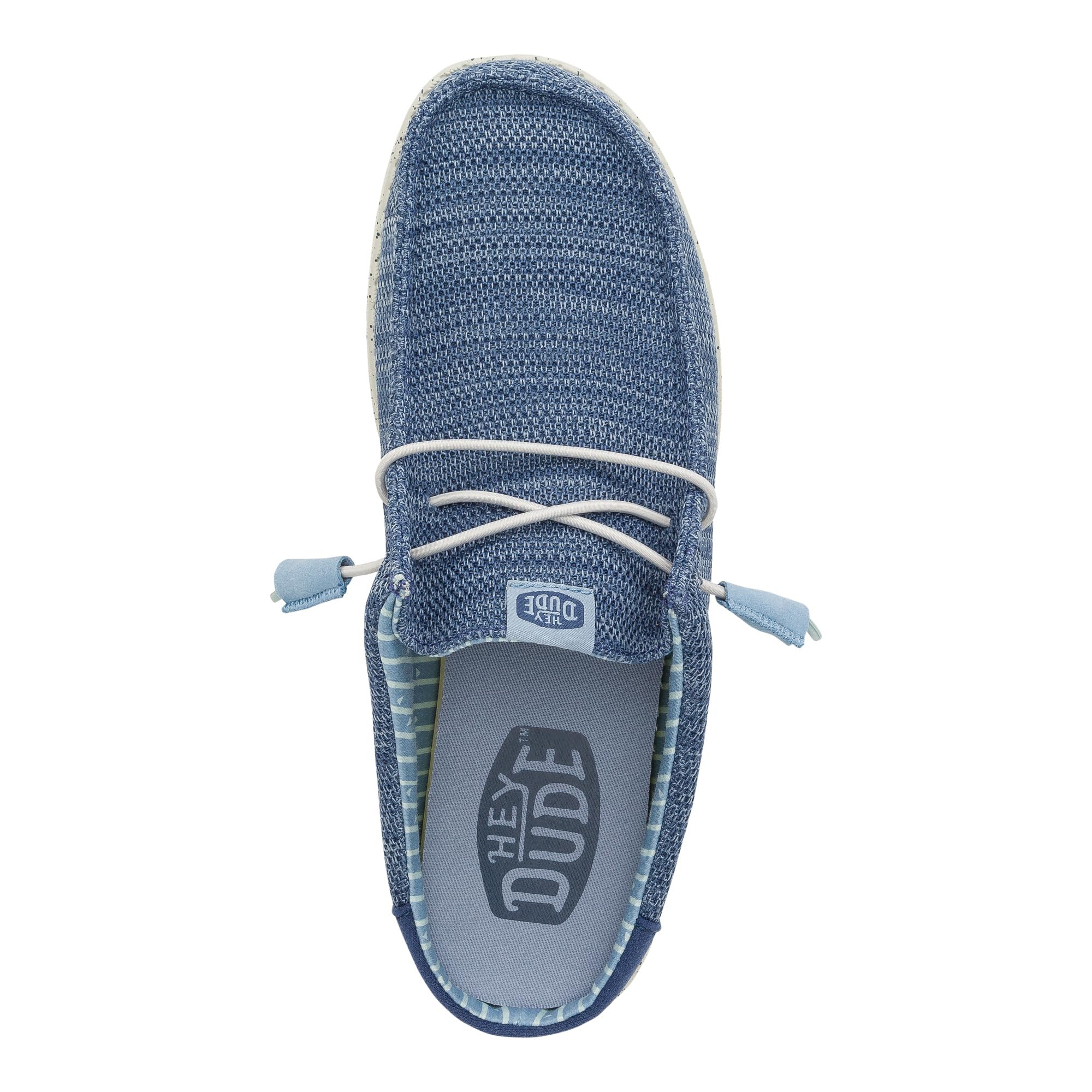 HEYDUDE Wally Slip Stretch Sox Faded Denim/Sargasso Blue Size 11, Men’s Shoes, Men's Slip-on Loafers, Comfortable & Light-Weight