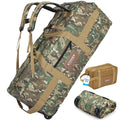 STOVER 45/80/100L Rolling Duffel Bag with Wheels, X-Large Durable Travel Duffle + Toiletry Bag, Heavy Duty, Packable with Shoulder Straps- Use as Luggage or Backpack (Camouflage)