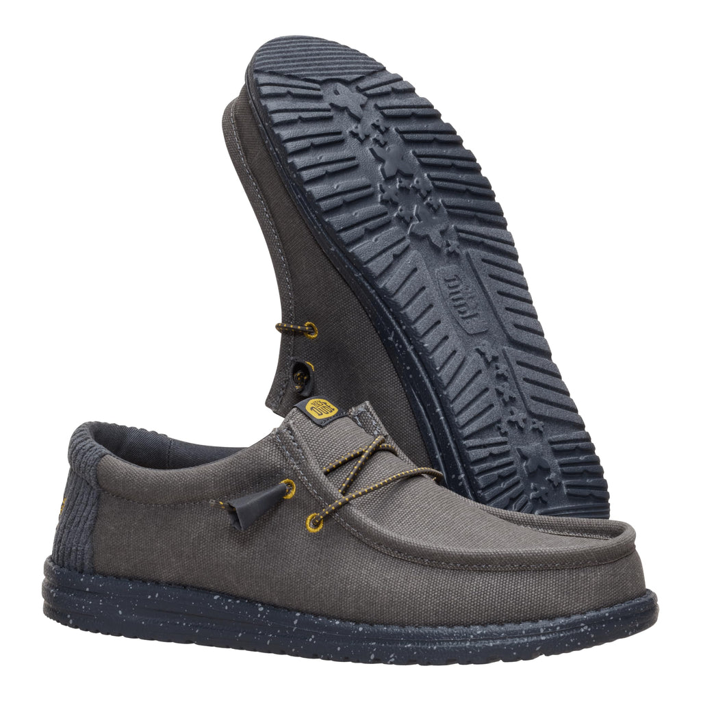 HEYDUDE Wally Waxed Casual Dark Grey Size 8, Men’s Shoes, Slip-on Loafers, Comfortable & Light-Weight