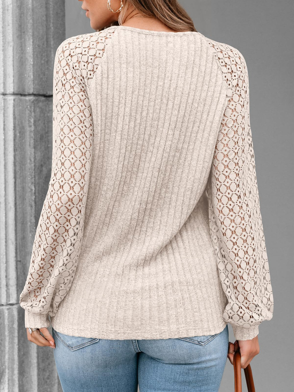 AUTOMET Women Summer Tops Spring Fashion 2026 Lace Long Sleeve Shirts Fall Sweaters Dressy Casual Tunic Blouse Work Clothing Apricot M