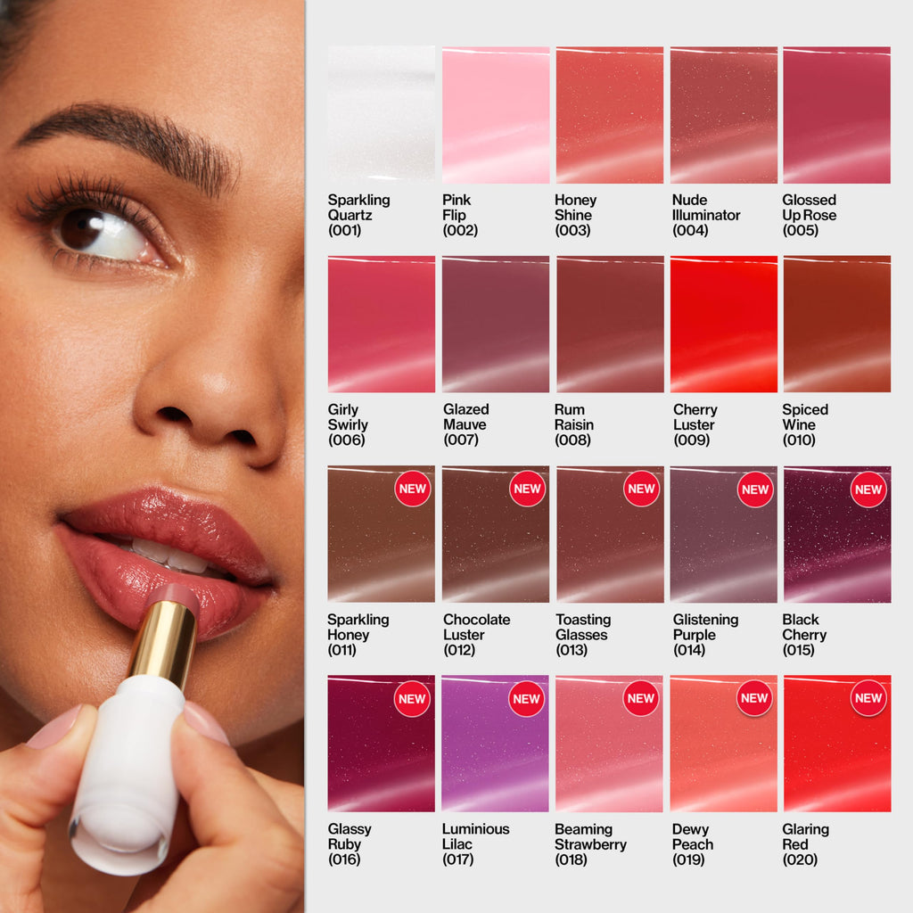 REVLON Super Lustrous Glass Shine Balm, Hydrating Tinted Lip Balm with Hyaluronic Acid, Aloe & Rose Quartz, 007 Glazed Mauve, 0.11 oz