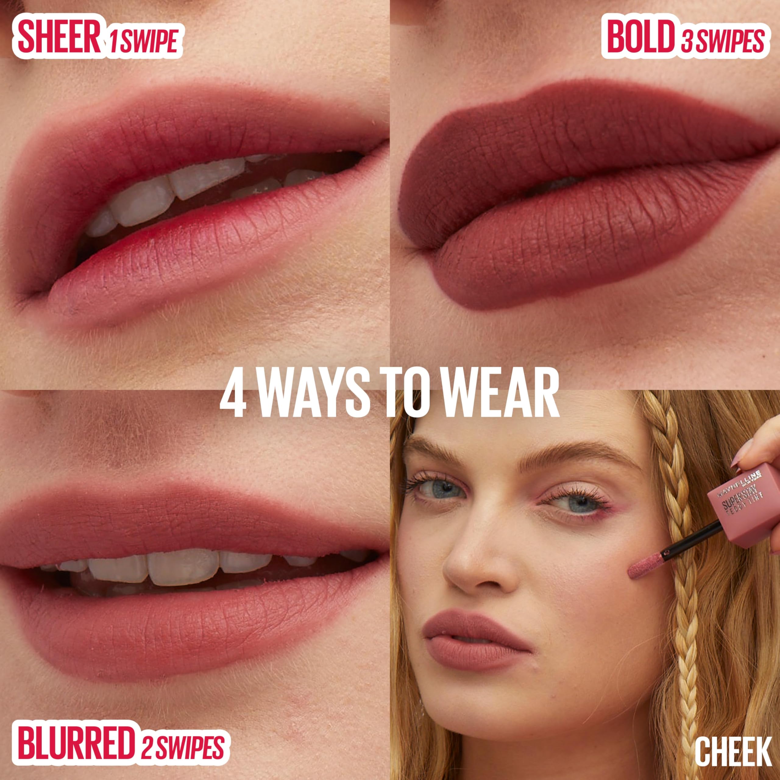 Maybelline Super Stay Teddy Lip Tint, Long Lasting Matte Lipstick For Up To 12HR Wear, Kneehigh, 1 Count