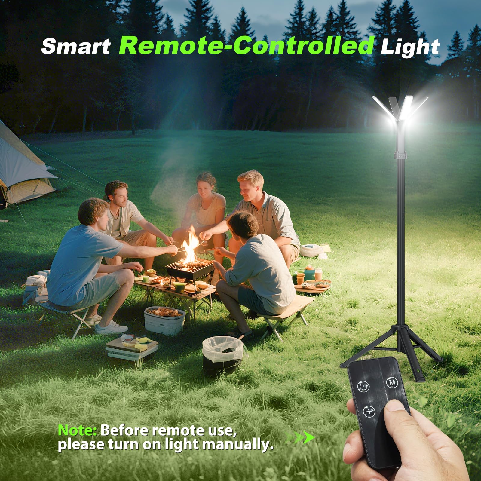 Clemas Camping Lights with Remote & Stand 6 Ft,14000 mAh Rechargeable Camping Lantern Tent Light, 6000 Lumen Magnetic Work Light,Portable Outdoor Light for Hiking,Camping,Emergency,Power Outages
