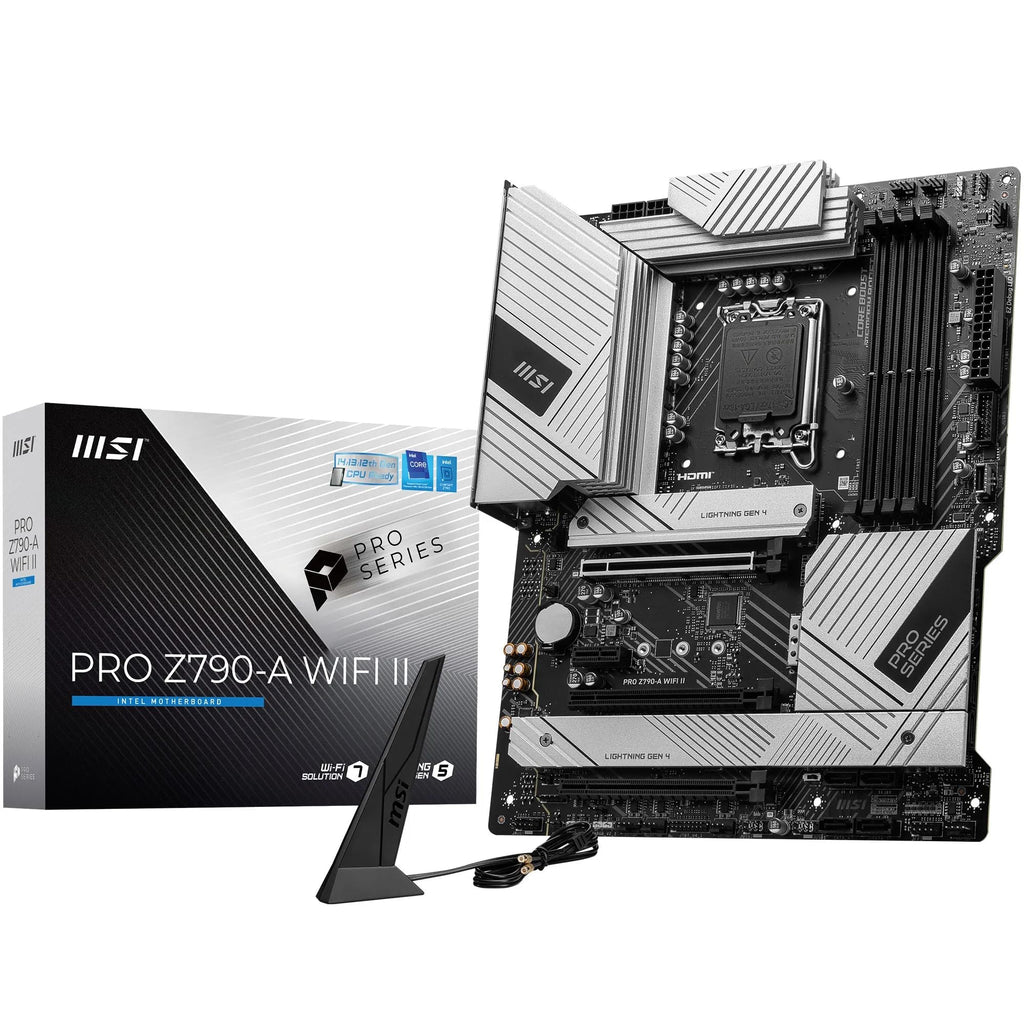 MSI PRO Z790-A WiFi II Motherboard, ATX - Supports Intel Core 14th, 13th & 12th Gen Processors, LGA 1700-80A SPS VRM, DDR5 Memory Boost 7800+MT/s/OC, PCIe 5.0 x16, 4 x M.2 Gen4, Wi-Fi 6E, 2.5G LAN
