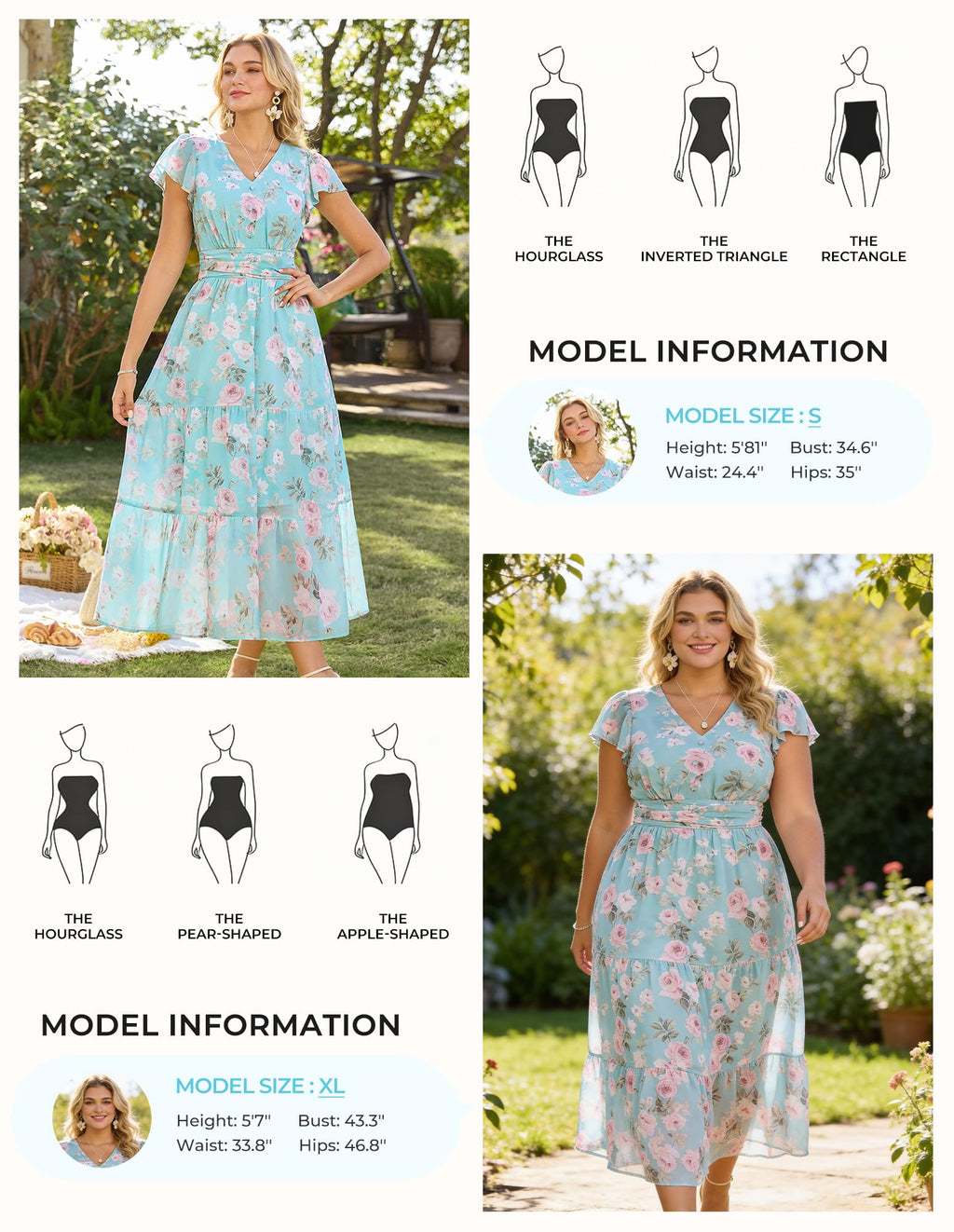 GRACE KARIN Women Summer Dress,Formal Wedding Guest Dress Maxi Floral Dresses Mint Green with Light Pink Roses S