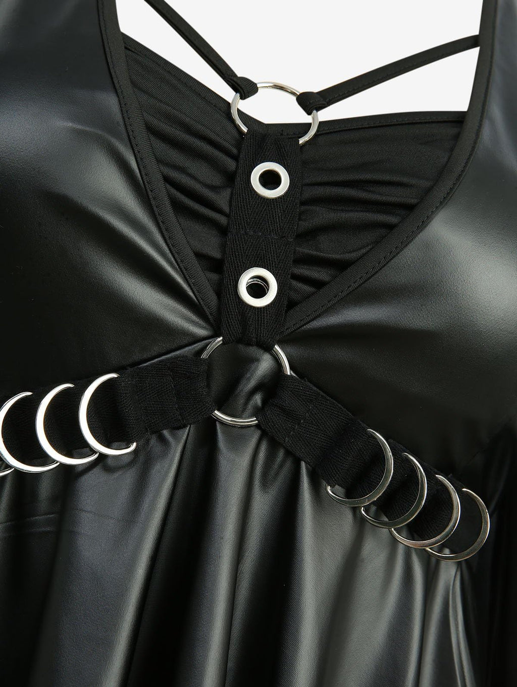 ROSE GAL Plus Size Women Gothic Halloween Costume Coated Handkerchief Hem Chiffon Bell Sleeve Goth Swing Top(Black/1X)
