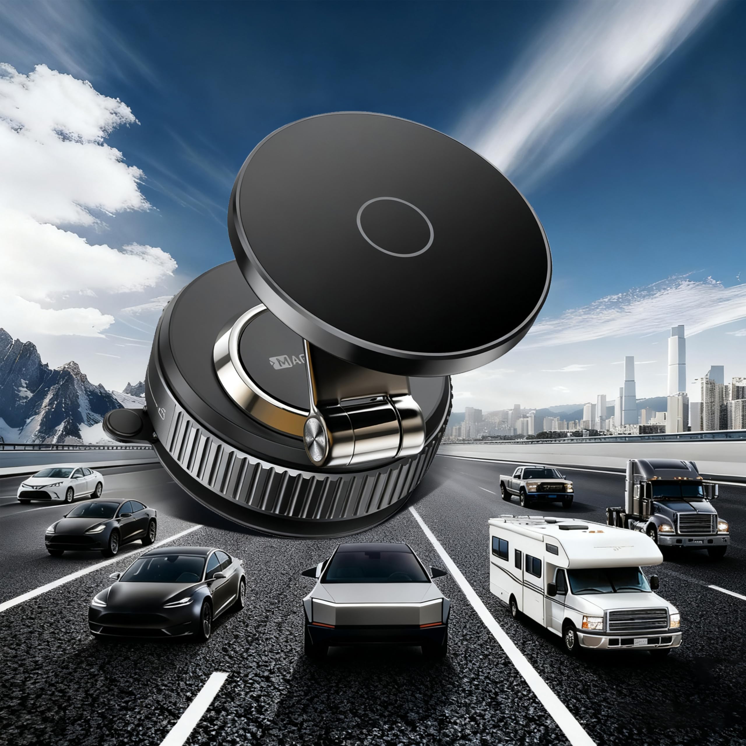 Magnetic Phone Holder for Car 2026 Heavy Duty Model 360° Adjustable Vacuum Suction Car Magsafe Phone Mount Cell Phone Holders for Your Car for iPhone 16 Pro Max 15 14 13 12 Plus (Metal Stand Rotor)