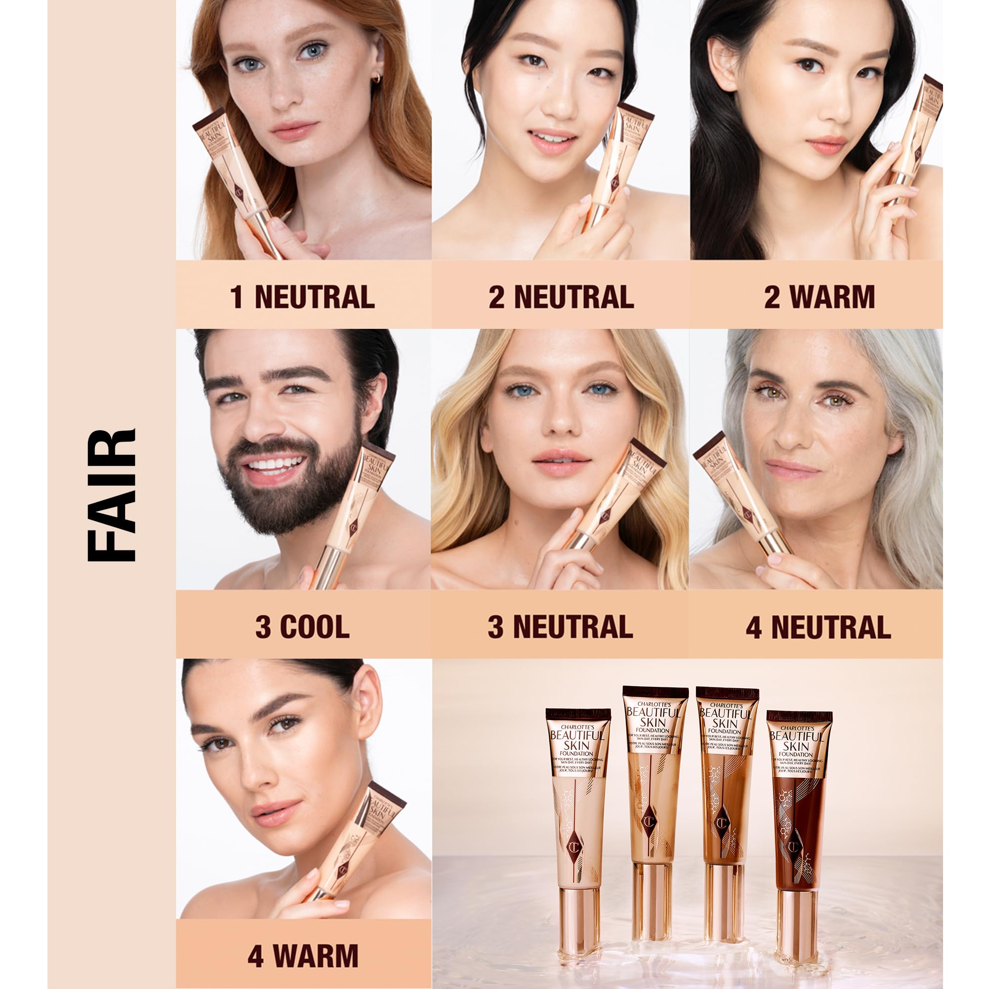 Charlotte Tilbury Beautiful Skin Medium Coverage Hydrating Foundation - Buildable Liquid Makeup for Instant Glow, Plumping Hydration & Lasting Skincare Benefits - 4 Neutral
