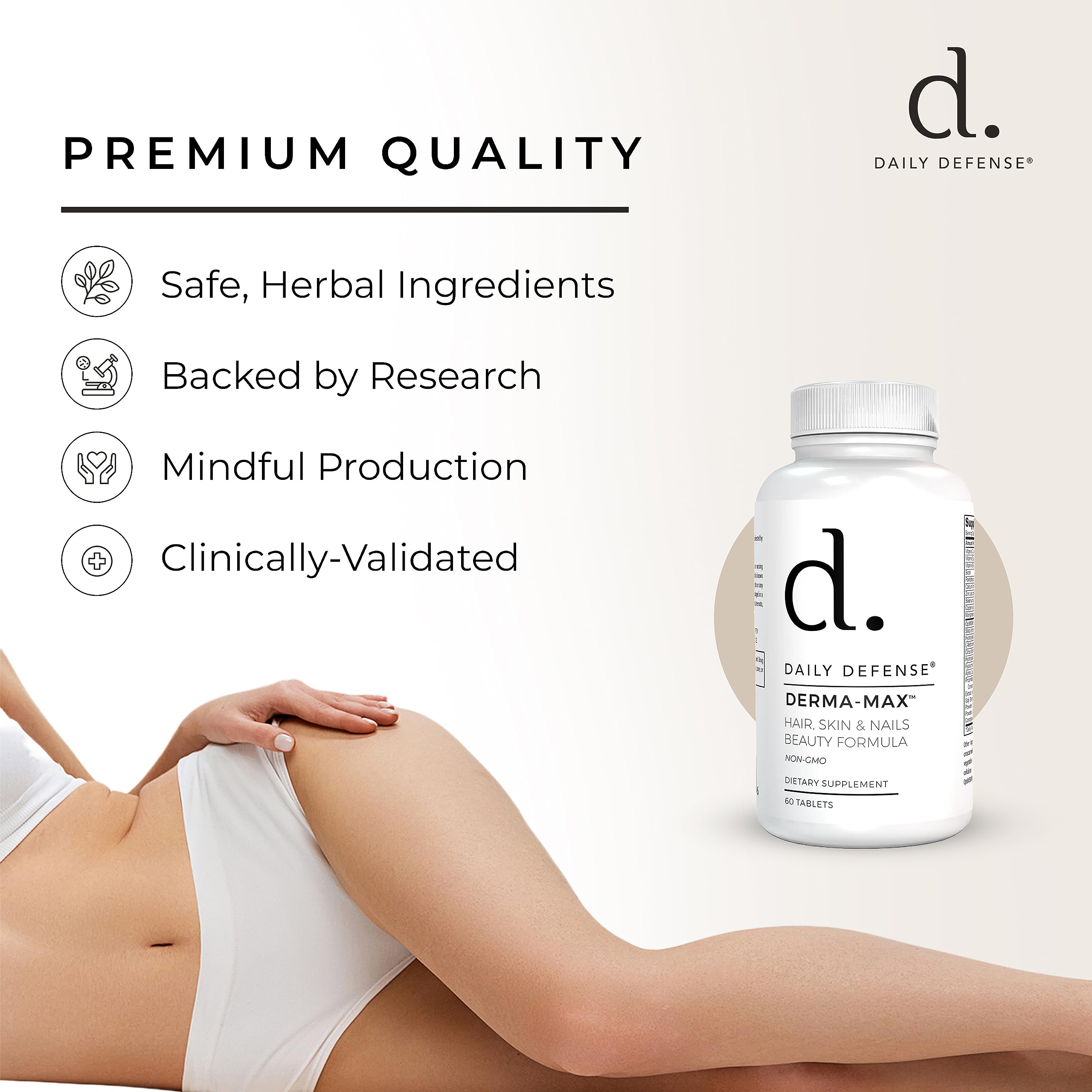 Daily Defense Collagen Supplements for Women - Hair Skin and Nails Vitamins with Biotin and Collagen, Calcium & More for Healthy Hair, Healthy Nails & Healthy Skin - Hair Vitamins for Men & Women