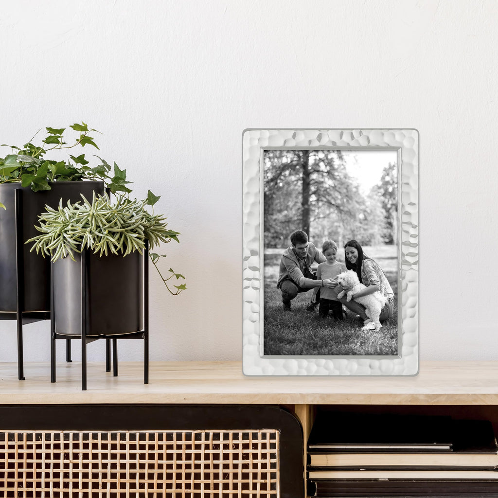 Siena Hammered Silver Picture Frame, Tarnish Resistant Finish, Perfect Photo Frame for any End Table, Credenza, Shelf, or Nightstand, Silver 8x10