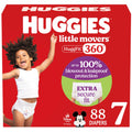 Huggies Size 7 Baby Diapers, Little Movers HuggFit 360° Baby Diapers with 360° Waistband, Size 7 (41+ lbs), 88 Count (2 Packs of 44), Packaging May Vary
