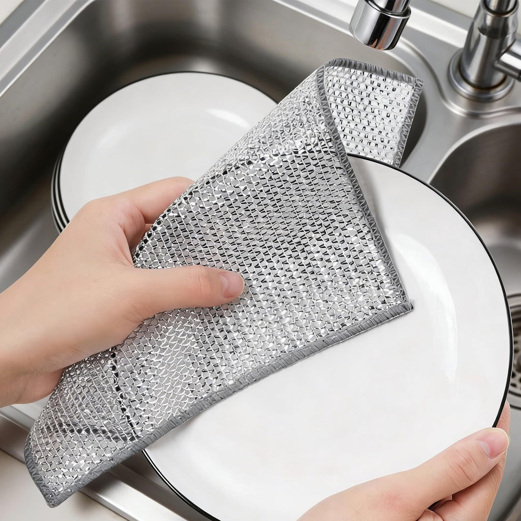 Hoowkawen Steel Wire Dishcloths,Double-Layer Non-Scratch Steel Wire Cleaning Cloth for Cookware,Sinks,Stove Tops, Dishes (10PCS)