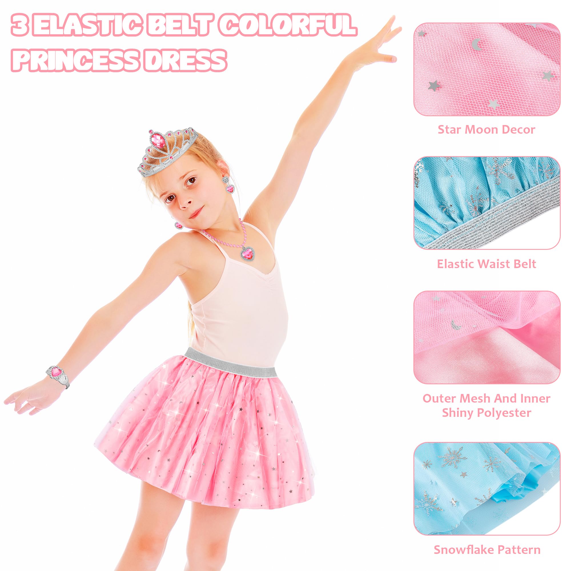 LJZJ Princess Dress Up Toys & Jewelry Boutique, Costumes Set incl Color Skirts, Shoes, Crowns, Accessories, Girls Role Play Gift for 3 4 5 6 Year Old Girl Toddler B-Day Party Favors