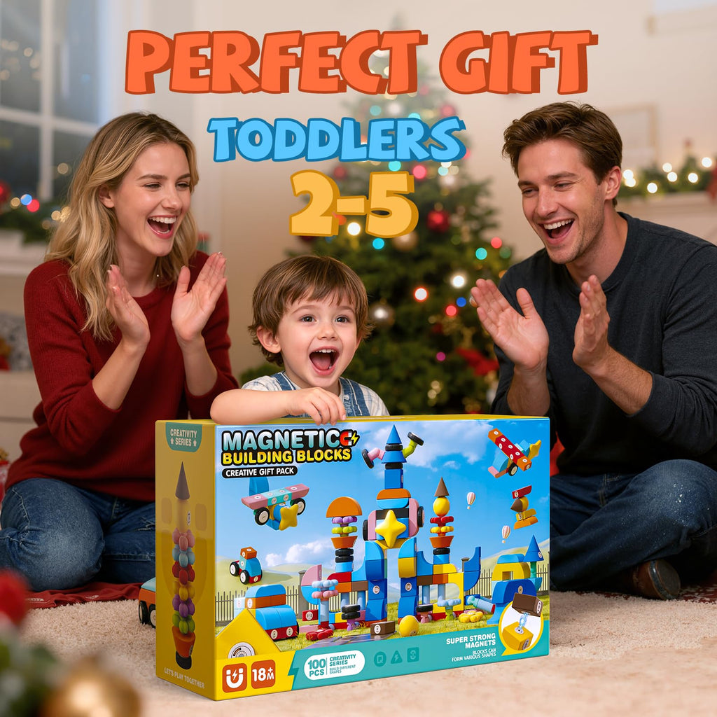 Joyfresh Foam Magnetic Blocks for Toddlers, 100pcs,Big Building Block for Kids 2 3 4 5 Years Old, Soft EVA Blocks Toys Gifts for Boys Girls