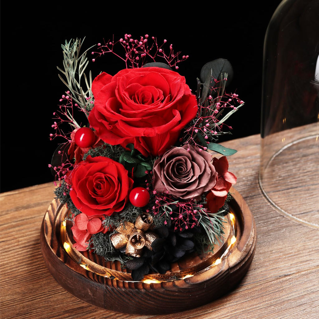 Lovenfold Flowers for Delivery Preserved Rose Gifts for Her,Long-Lasting Forever Flowers in Glass Dome,Birthday Gifts for Women Mom Wife Friend(Red Rose)