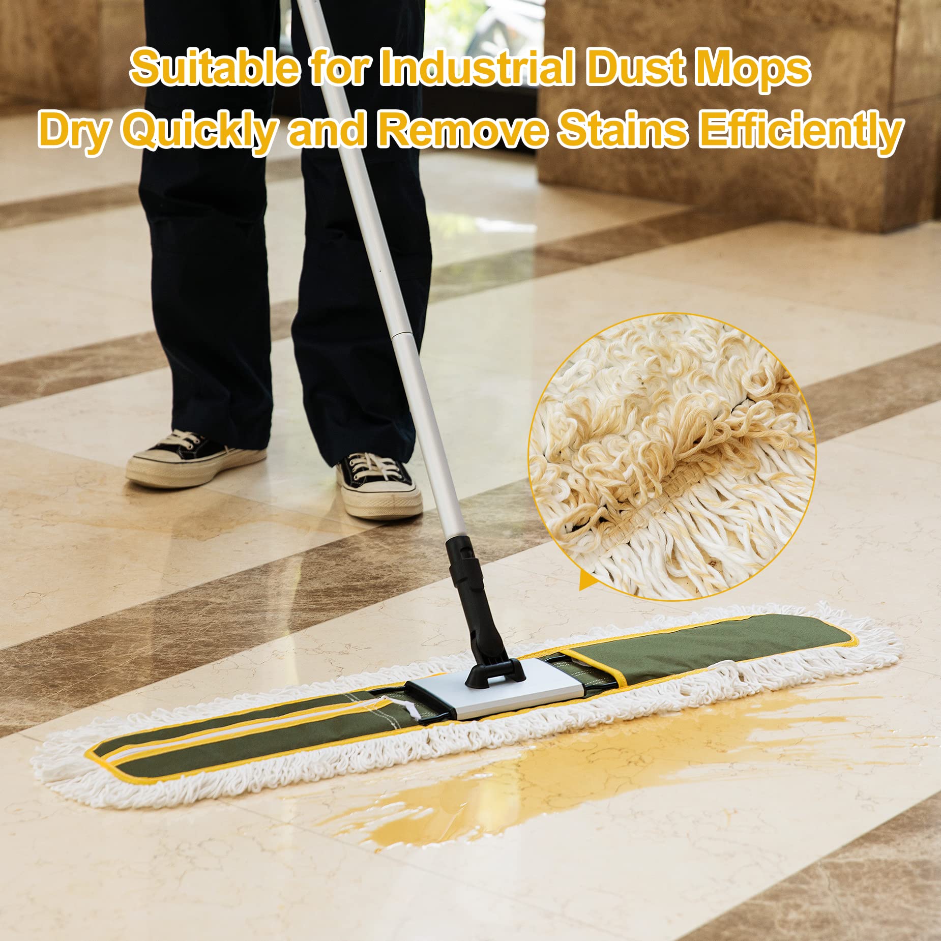 36" Microfiber Mop Pads 2 Pieces Just Fit CLEANHOME Industrial Dust Mop: B08R3F1ZZM,Green