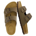 CUSHIONAIRE Lane Cork Footbed Womens Sandals Comfortable Double Buckle Slip On Sandals for Women with Arch Support and Classic Two Strap Design, BROWN 9W
