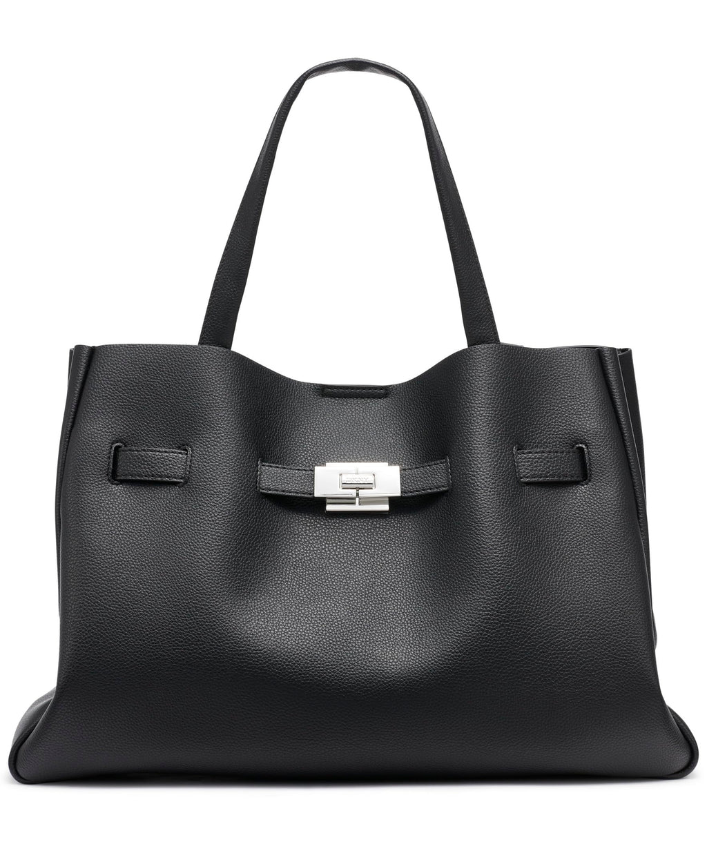 DKNY Women's Satchel, Black/Silver, One Size