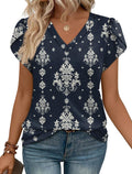 WIHOLL Boho Tops for Women 2026 Trendy Short Sleeve Shirts Spring Outfits Business Casual Blouses Vacation Travel Work Clothes Tshirts Shirts Fashion Clothing M