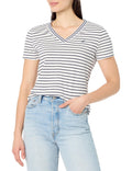 Nautica Jeans Women's V-Neck T-Shirt, Bright White/Night Sky, M